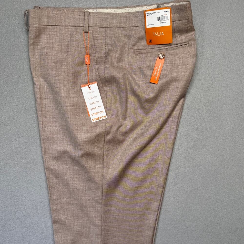 Tallia Men's Classic Fit Suit Separate Pant Tan 42x30 $135